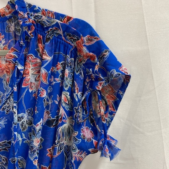 MISA Dominique Ruffle Mini Dress Sireneuse Floral Blue Red Size Medium NWT - Picture 6 of 11